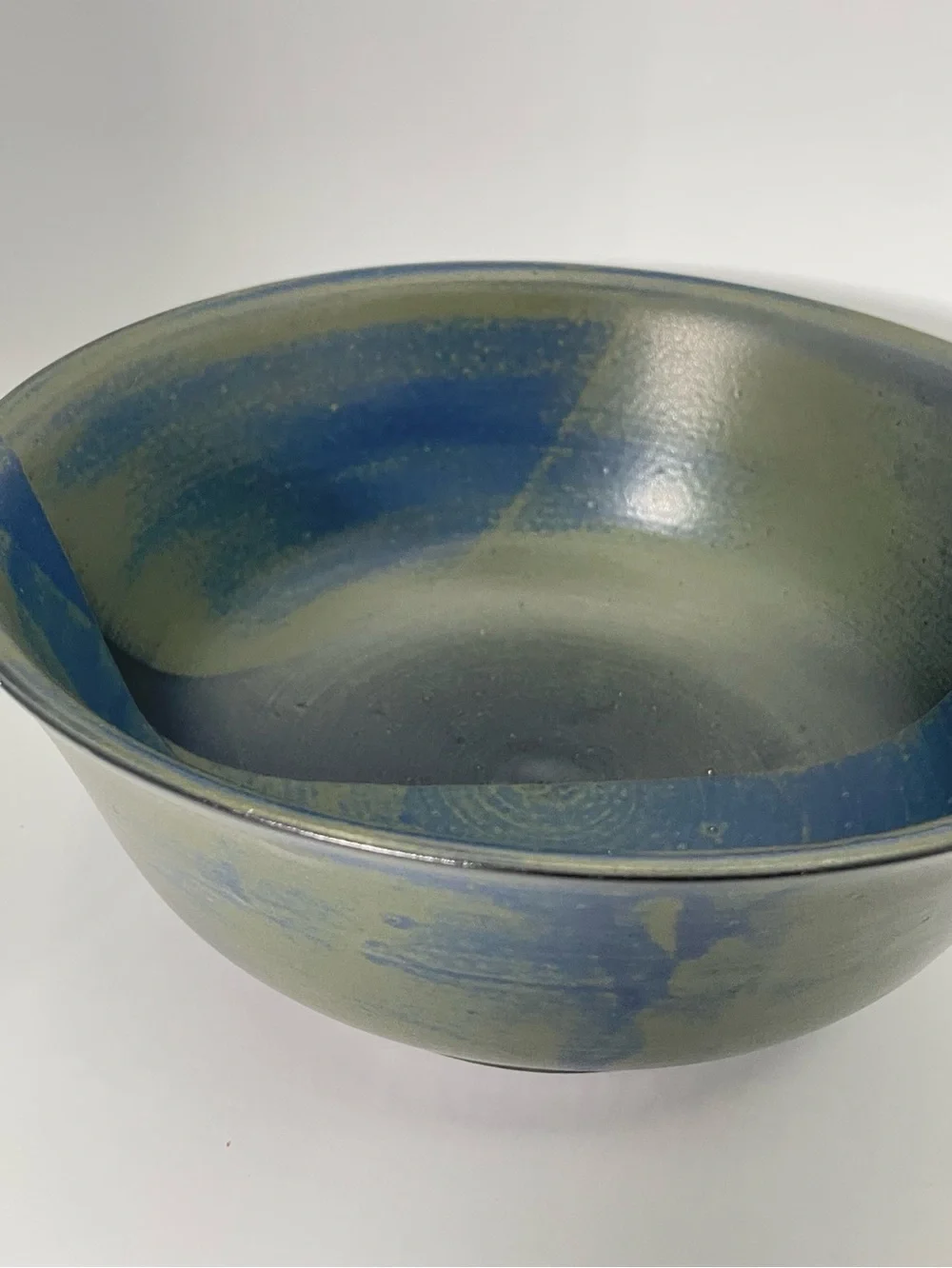 Nancy Patterson-Lamb  Style Iron Mountain Stoneware 10”Bowl.  Blue Green.